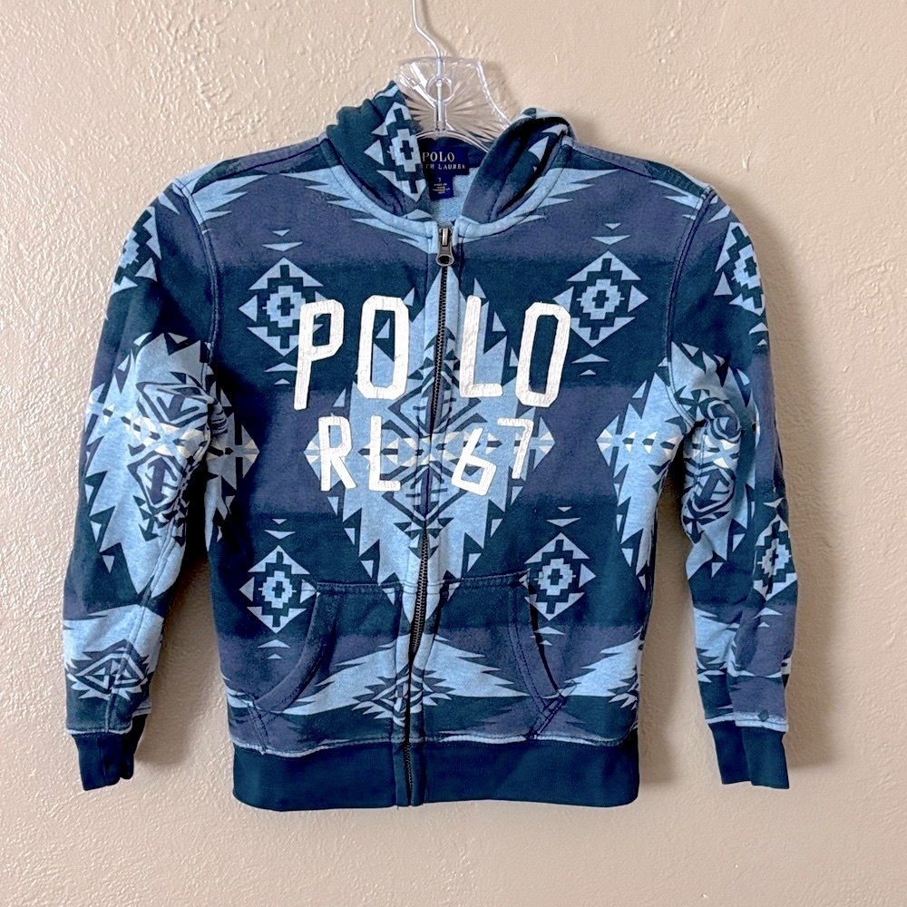 Boys Polo Ralph Lauren Full Zip Hoodie Sweatshirt, Size 7, Blue